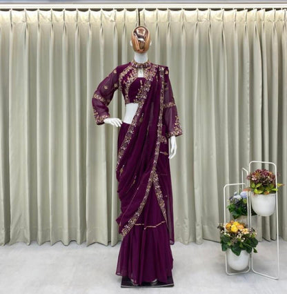 Party Wear Faux Georgette Lehenga Saree