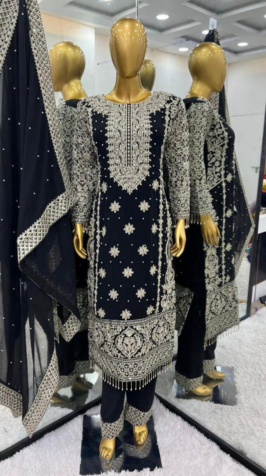 pure Georgette With Heavy Embroidery suit set,