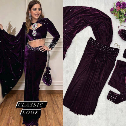 Viscose velvet REAL PEARL MOTI WORK