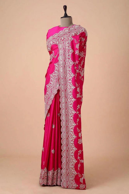 Pure dola silk fancy work saree