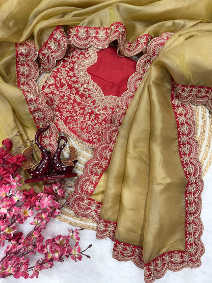 zoya Gold Soft tissu saree