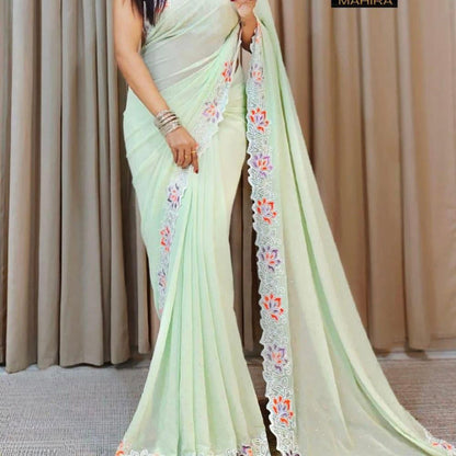 Pure Georgette diamond work saree