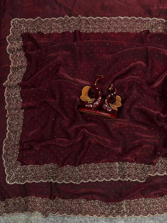 Space Silk Saree With Jarkhan Daimond Work