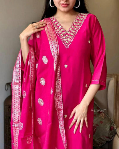 Viscose fabric designer kurti set with dupatta