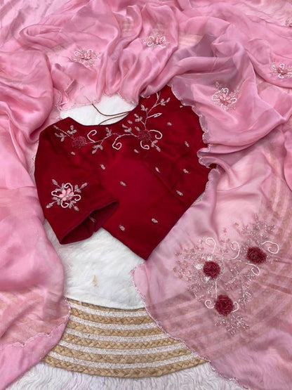 Jordan silk sattin Fabric With hand  Work