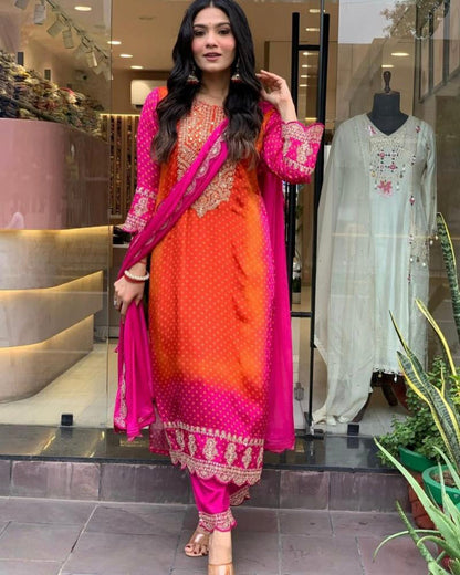 Premium Chinon Silk suit set