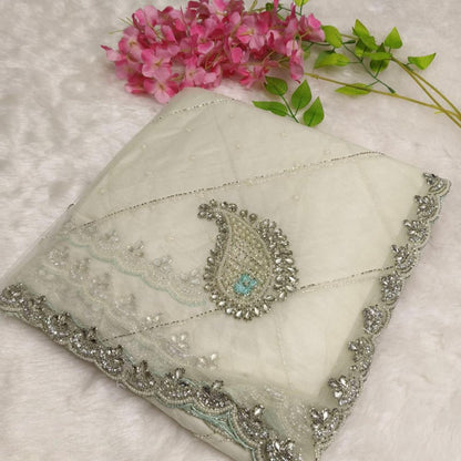 Butterfly Net Saree With Hand Diamond Work*
