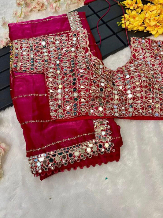 Mirror work saree