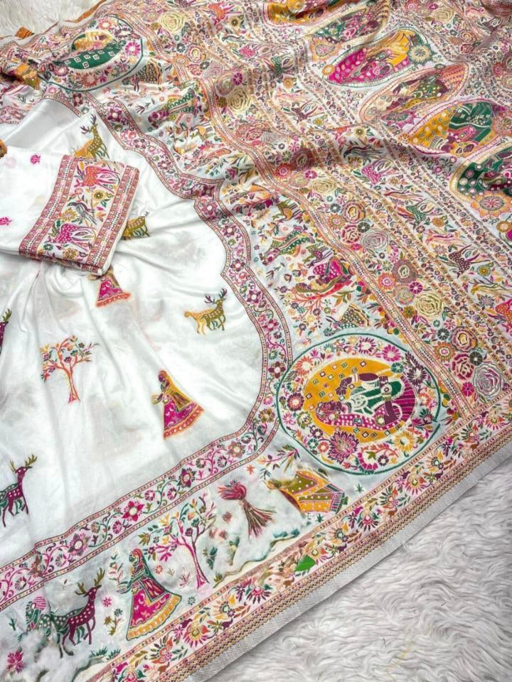 Pure Soft Pashmina Silk Weaving Saree