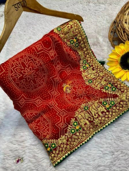 Pure Georgette Bandhani Print Saree