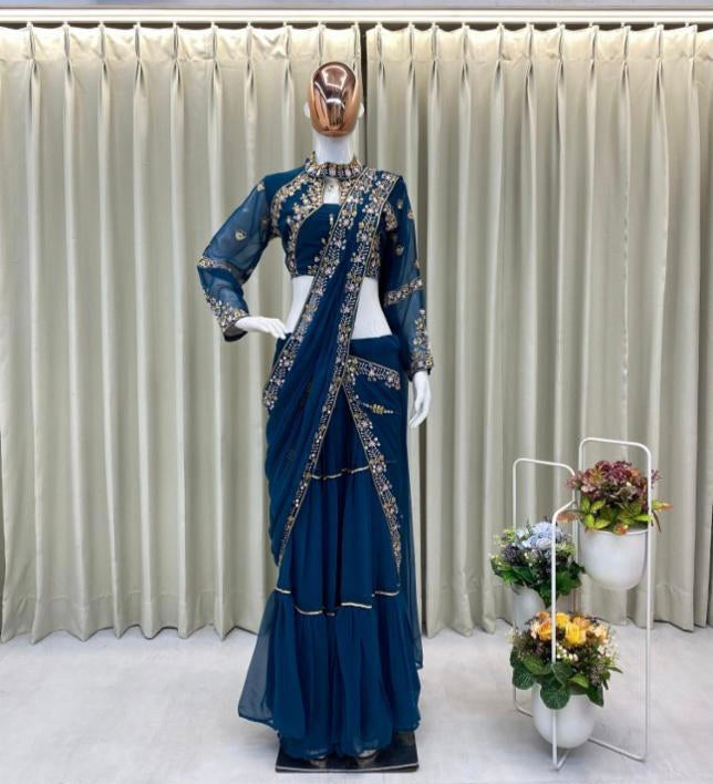 Party Wear Faux Georgette Lehenga Saree