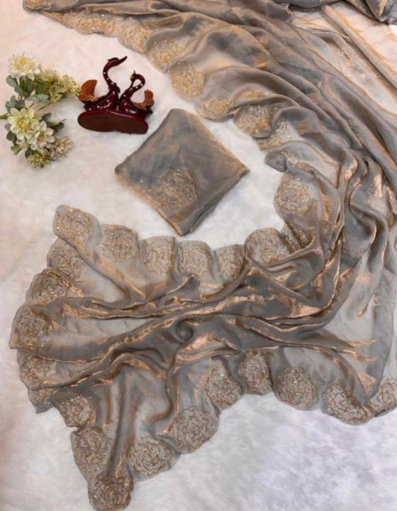 Pure Space Silk kat dena hand work saree