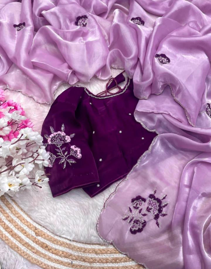 Soft Jimmy Choo hand work saree