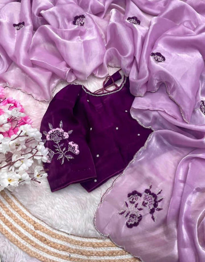 Soft Jimmy Choo hand work saree