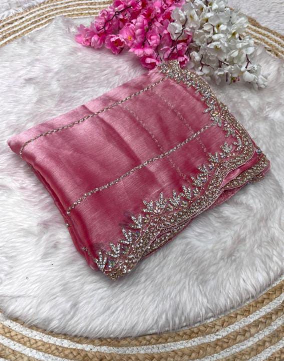 Zimmy Choo Saree pure Handwork ston work saree