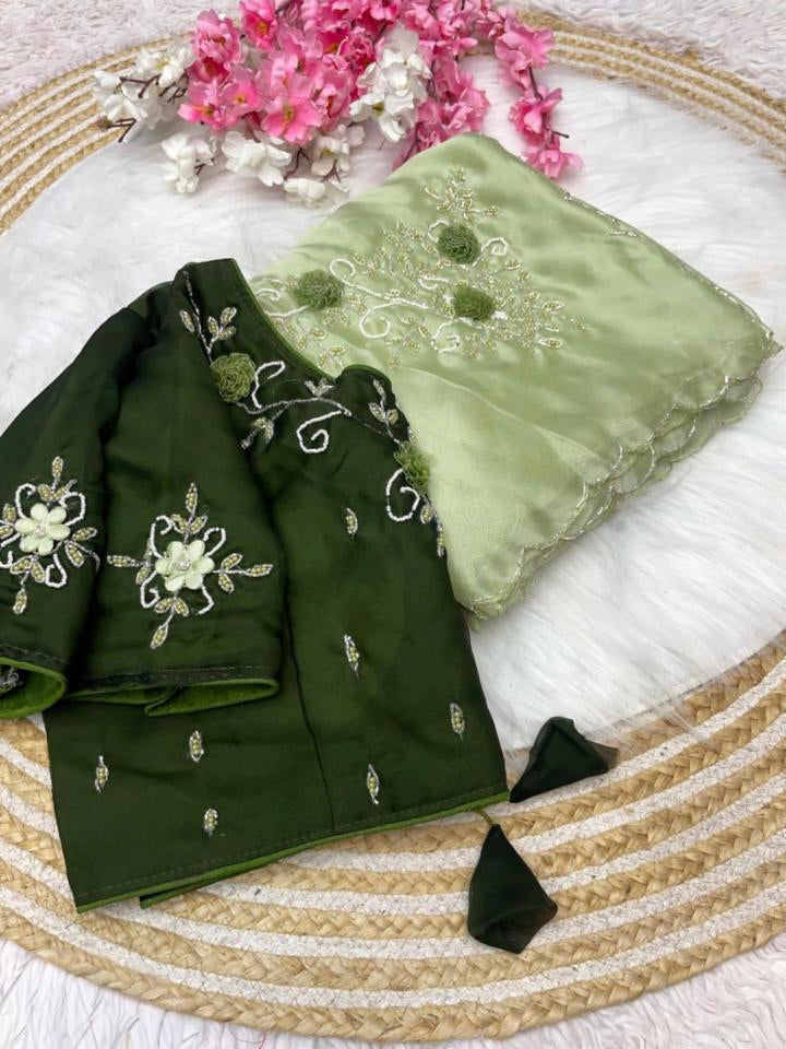 Jordan silk sattin Fabric With hand  Work