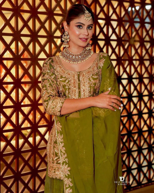 Chinon silk top bottom dupatta