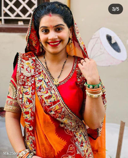 Georgette Pending Bhandhani Embroidery Work