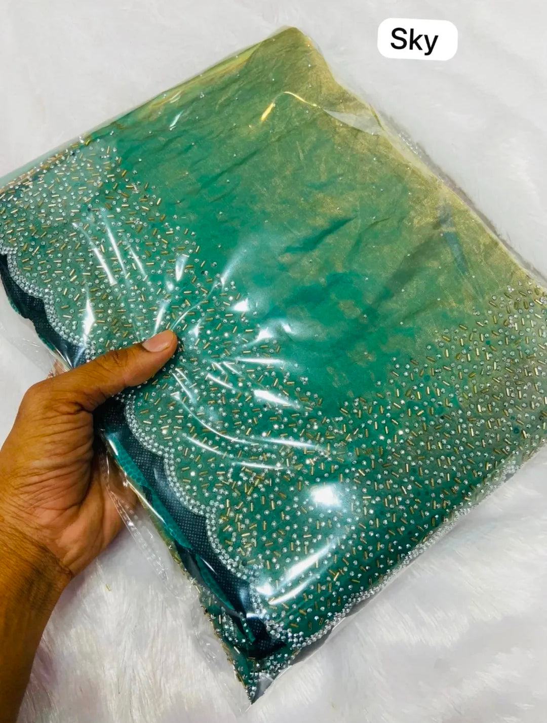 Premium Fandy Satin saree pure hand diamond work