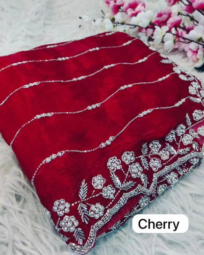 Pure hand work zimmy choo saree