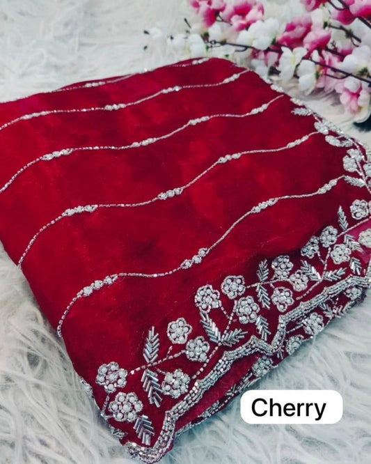 Pure hand work zimmy choo saree