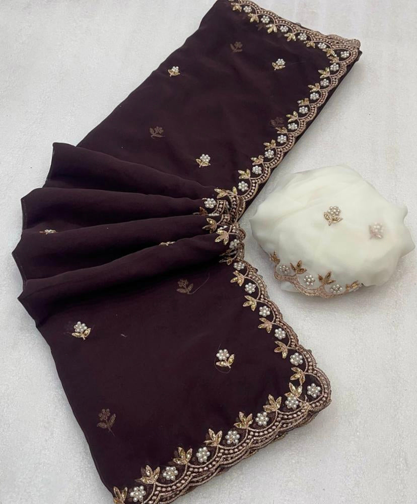 chinon soft silk saree