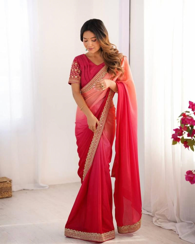 Chinon Silk two ton fancy saree