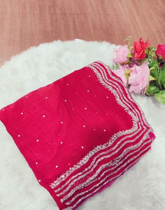 Pure Handwork Burberry Silk Saree