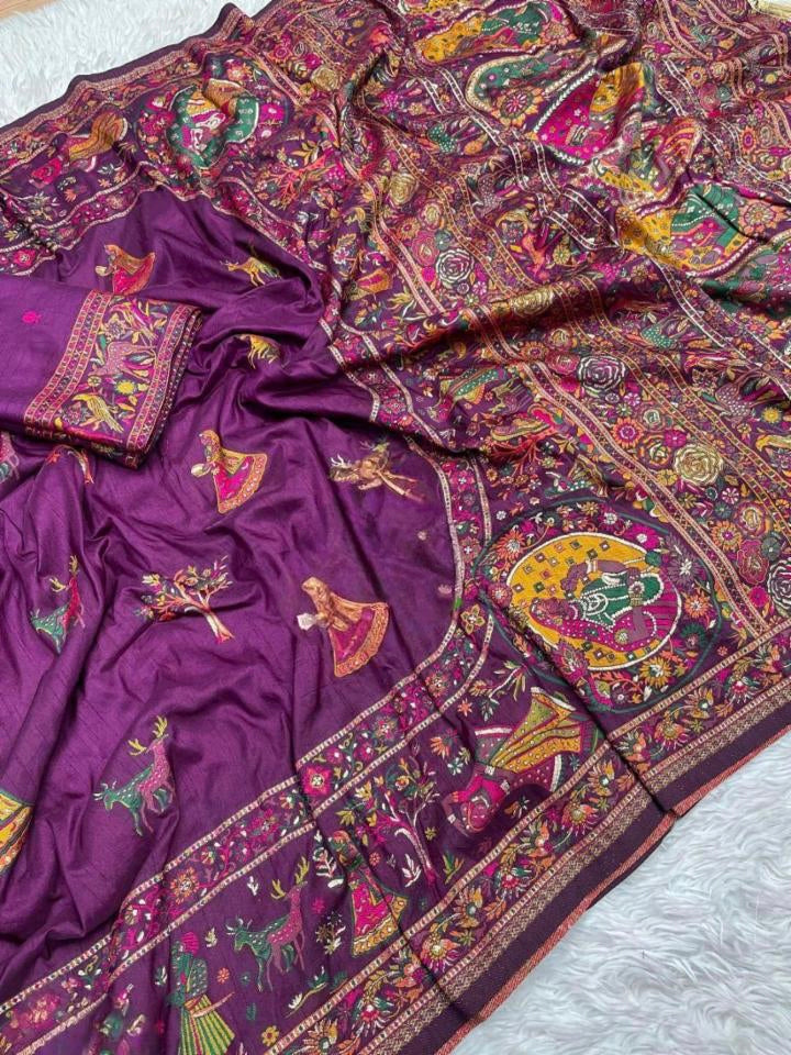 Pure Soft Pashmina Silk Weaving Saree