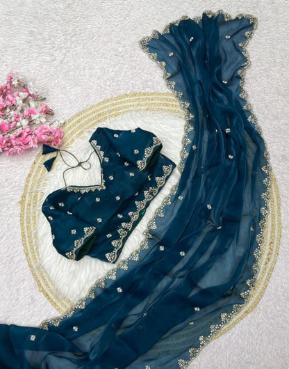 Sattan Saree With Beautiful C - pallu Brits Work