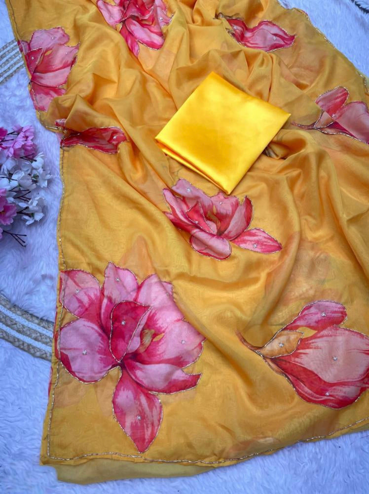 Tebby Organza hand work Saree