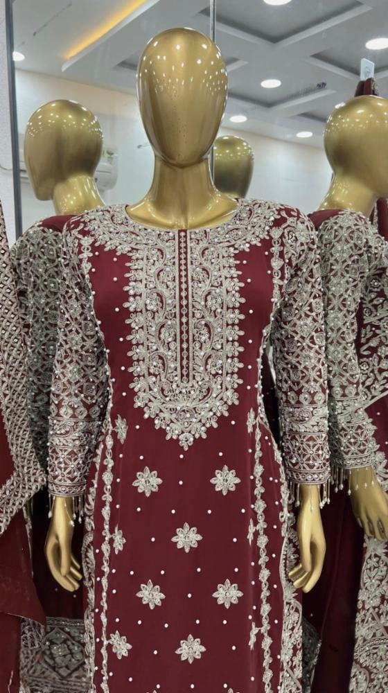 pure Georgette With Heavy Embroidery suit set