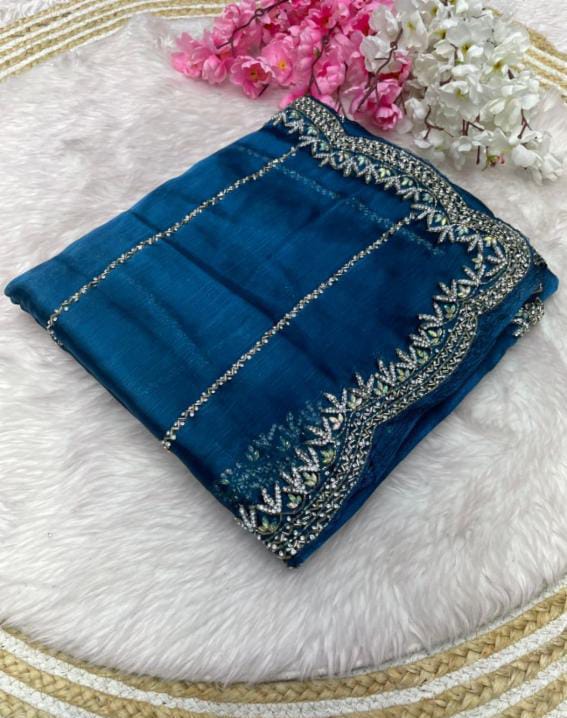 Zimmy Choo Saree pure Handwork ston work saree