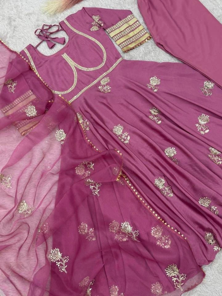 pure chinon silk fancy gown