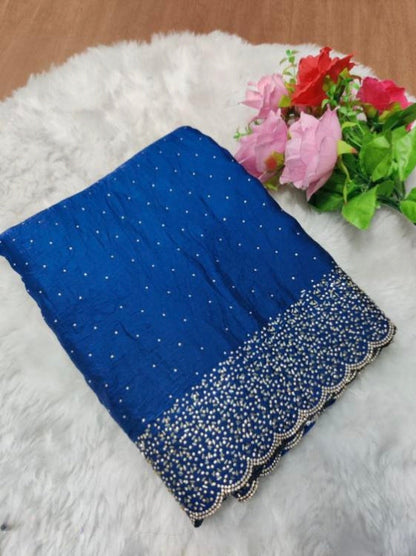 Premium Fandy Satin saree pure hand diamond work