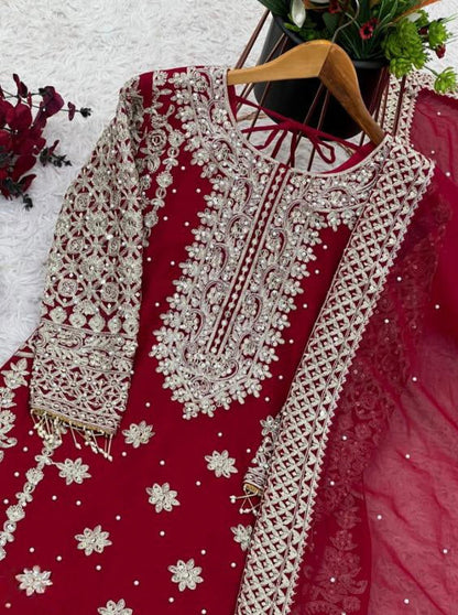 pure Georgette With Heavy Embroidery suit set.