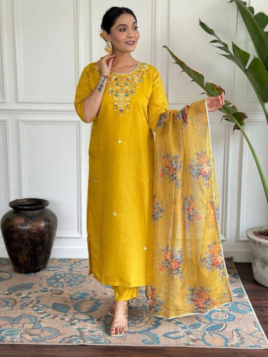 roman silk kurti set with dupatta