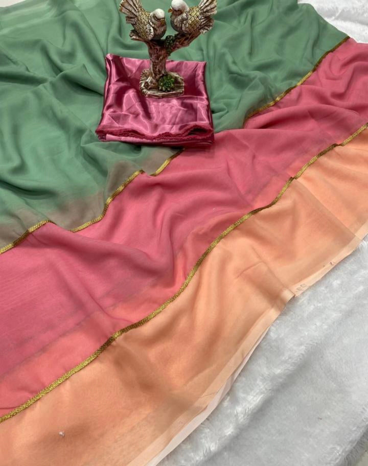 Women,s original smooth Gorgette with digital print