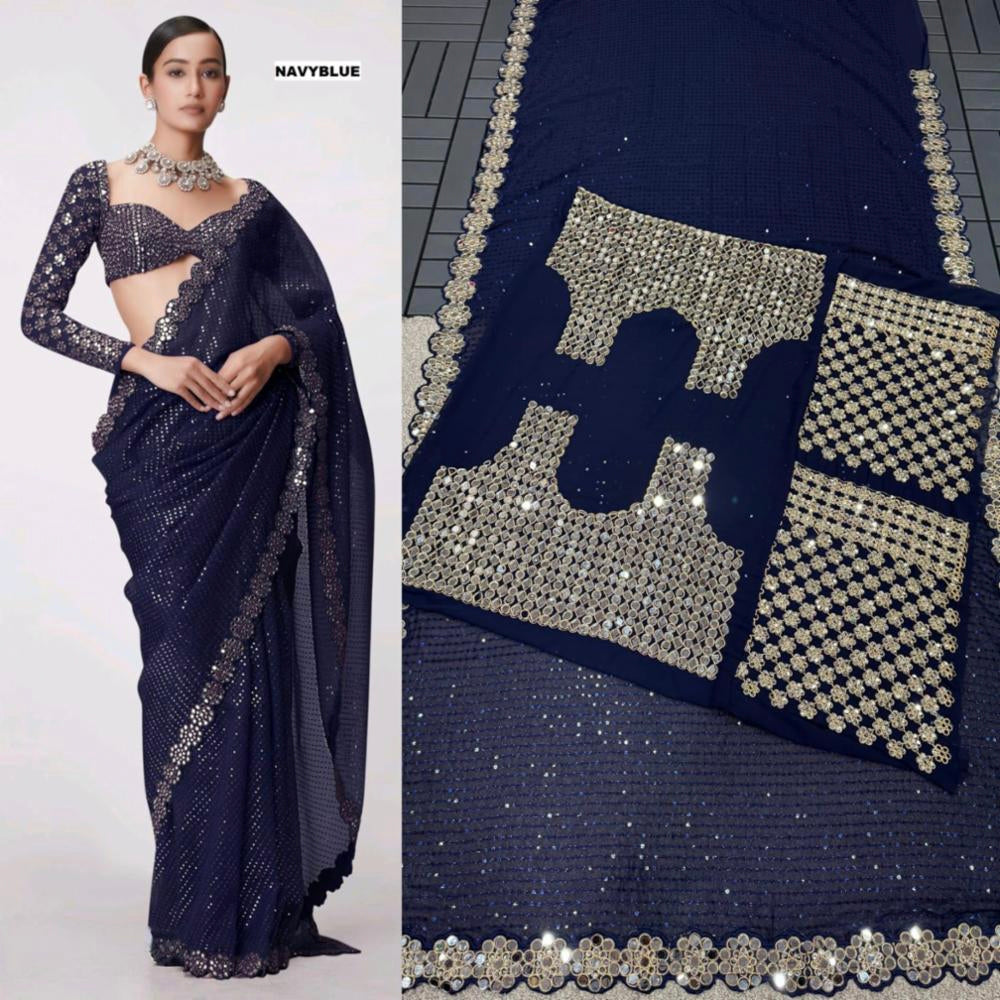 Mirror saree Pure Georgette