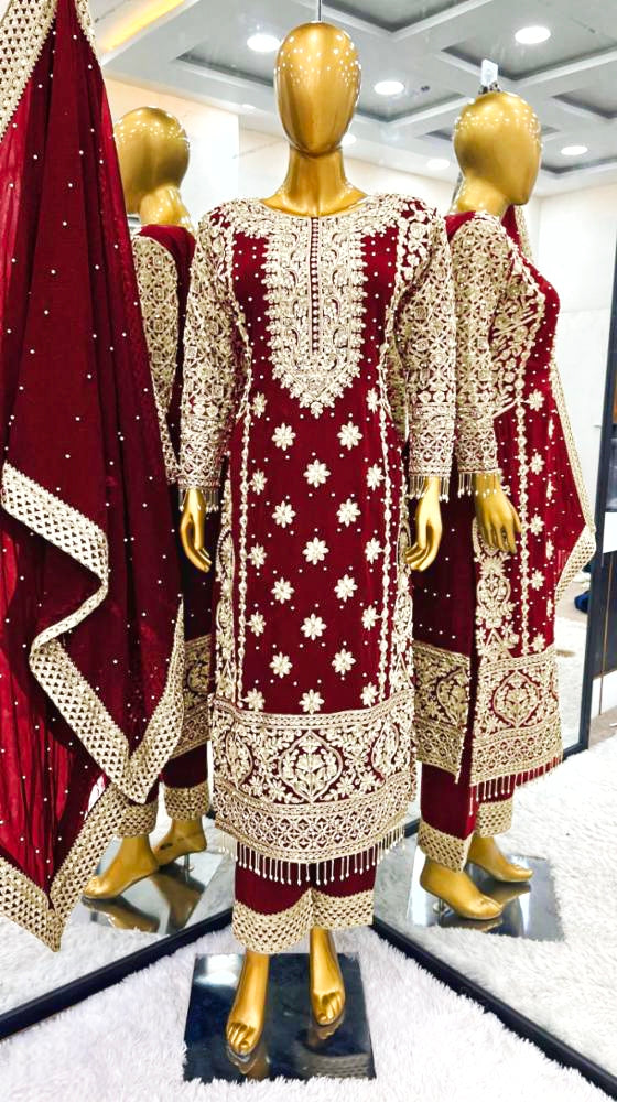 pure Georgette With Heavy Embroidery suit set