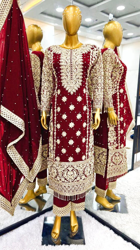 pure Georgette With Heavy Embroidery suit set