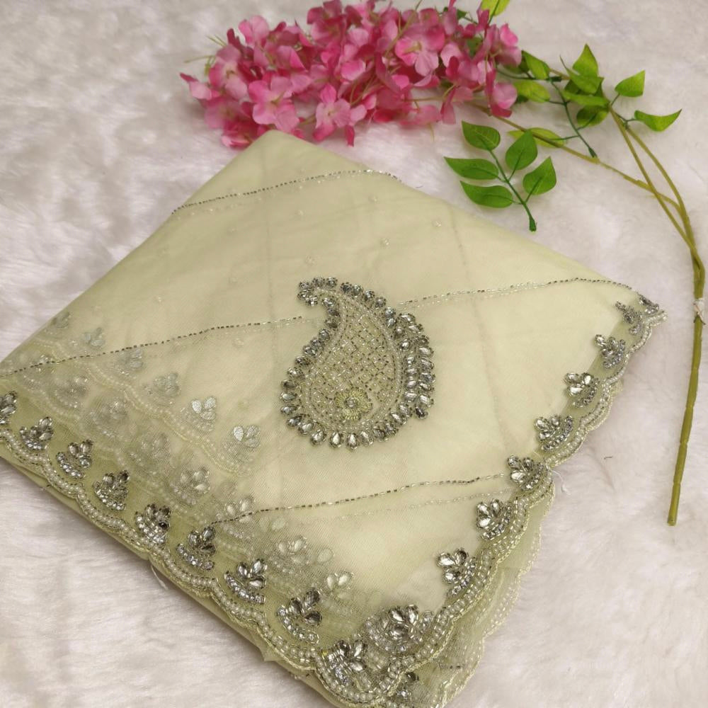 Butterfly Net Saree With Hand Diamond Work*