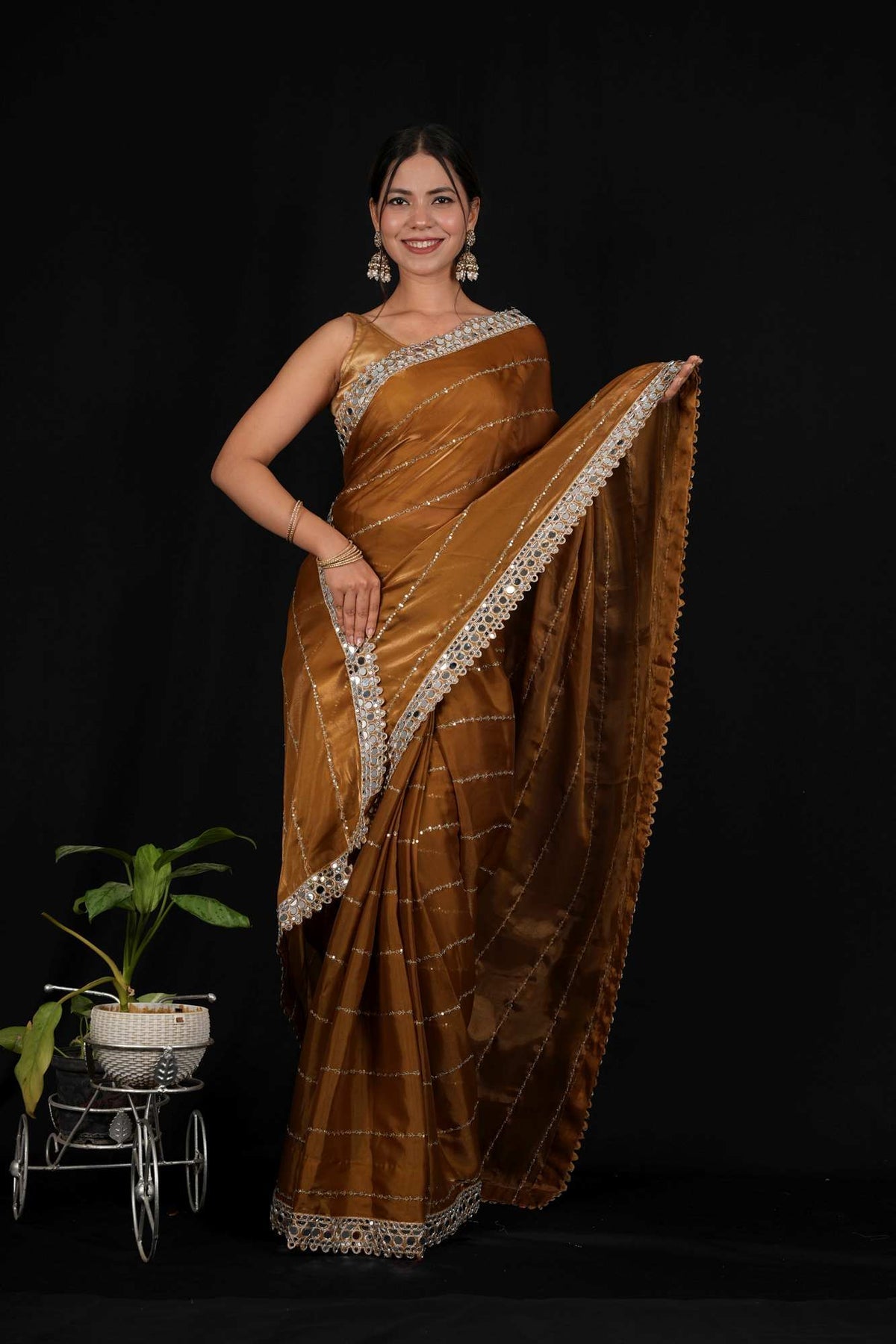 Mirror work saree