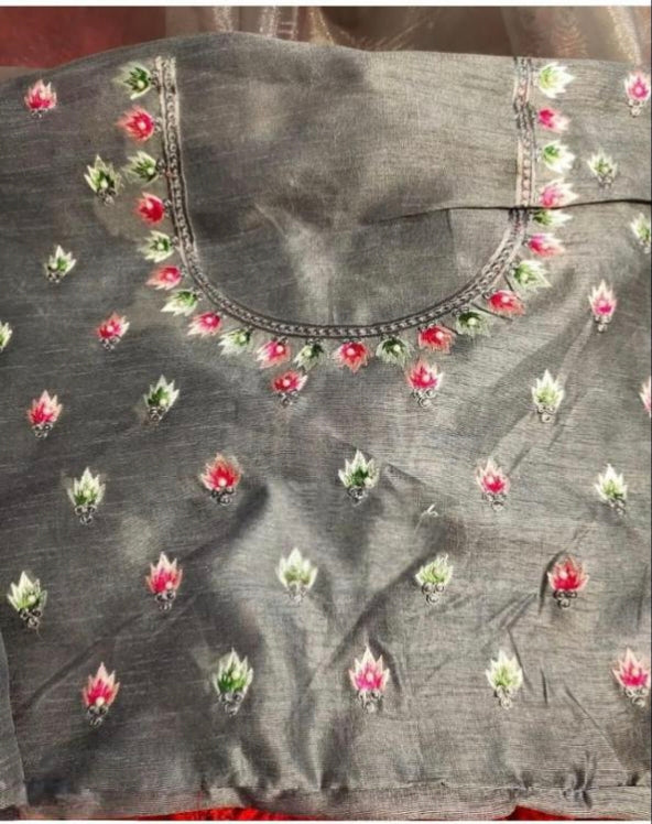 Organza silk work saree