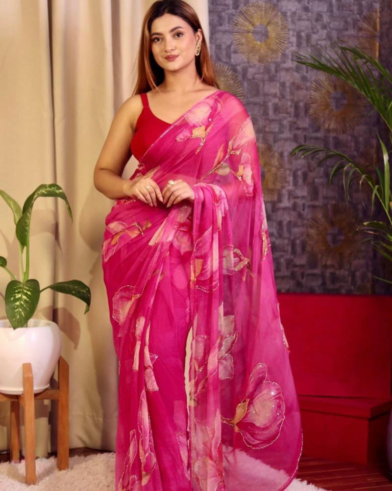 Tebby Organza hand work Saree