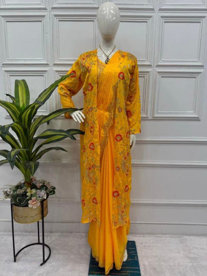 Draped saree with koti full stitching