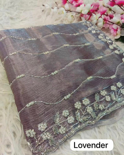 Pure hand work zimmy choo saree