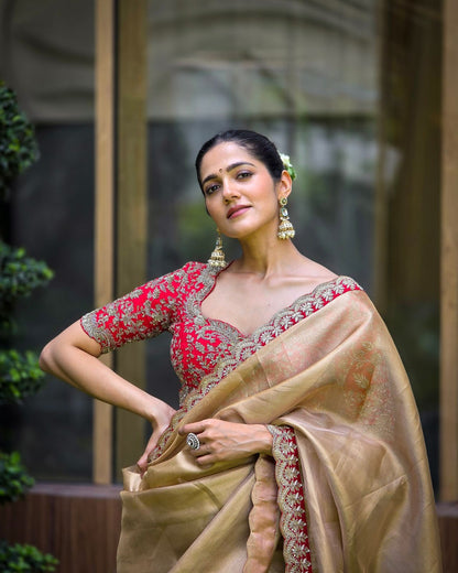 zoya Gold Soft tissu saree