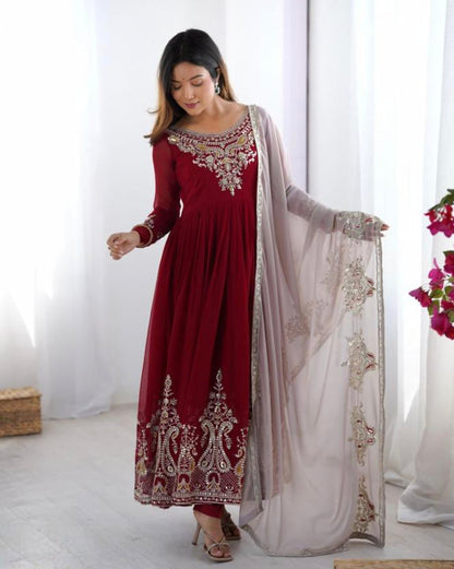 Full Sleeves georget fancy Gown set