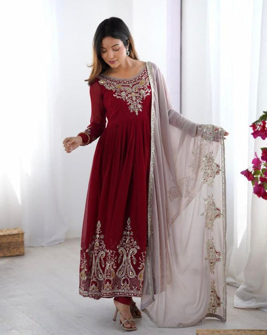 Full Sleeves georget fancy Gown set